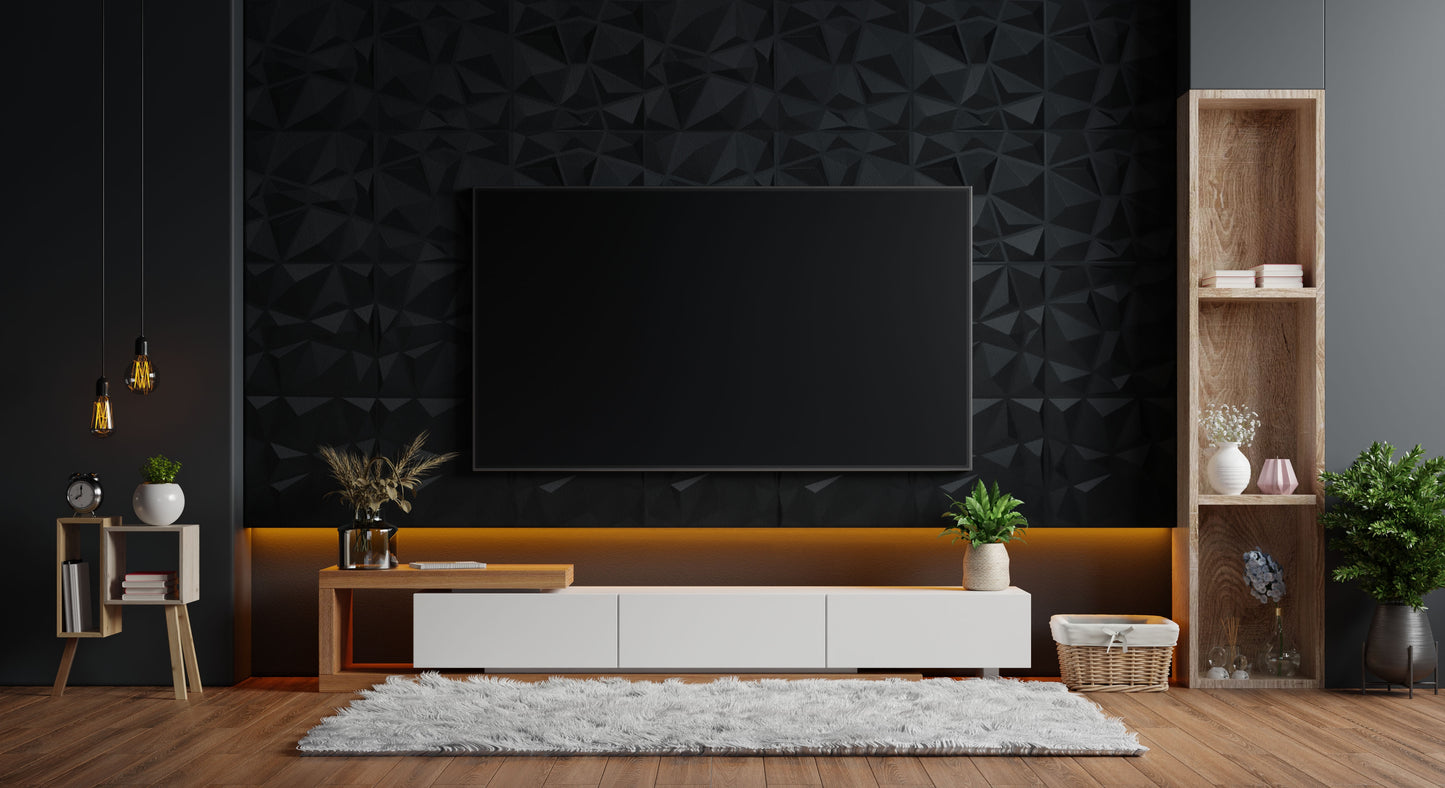 Mosaic 3D Wall Panel 12 Pack - Matte Black