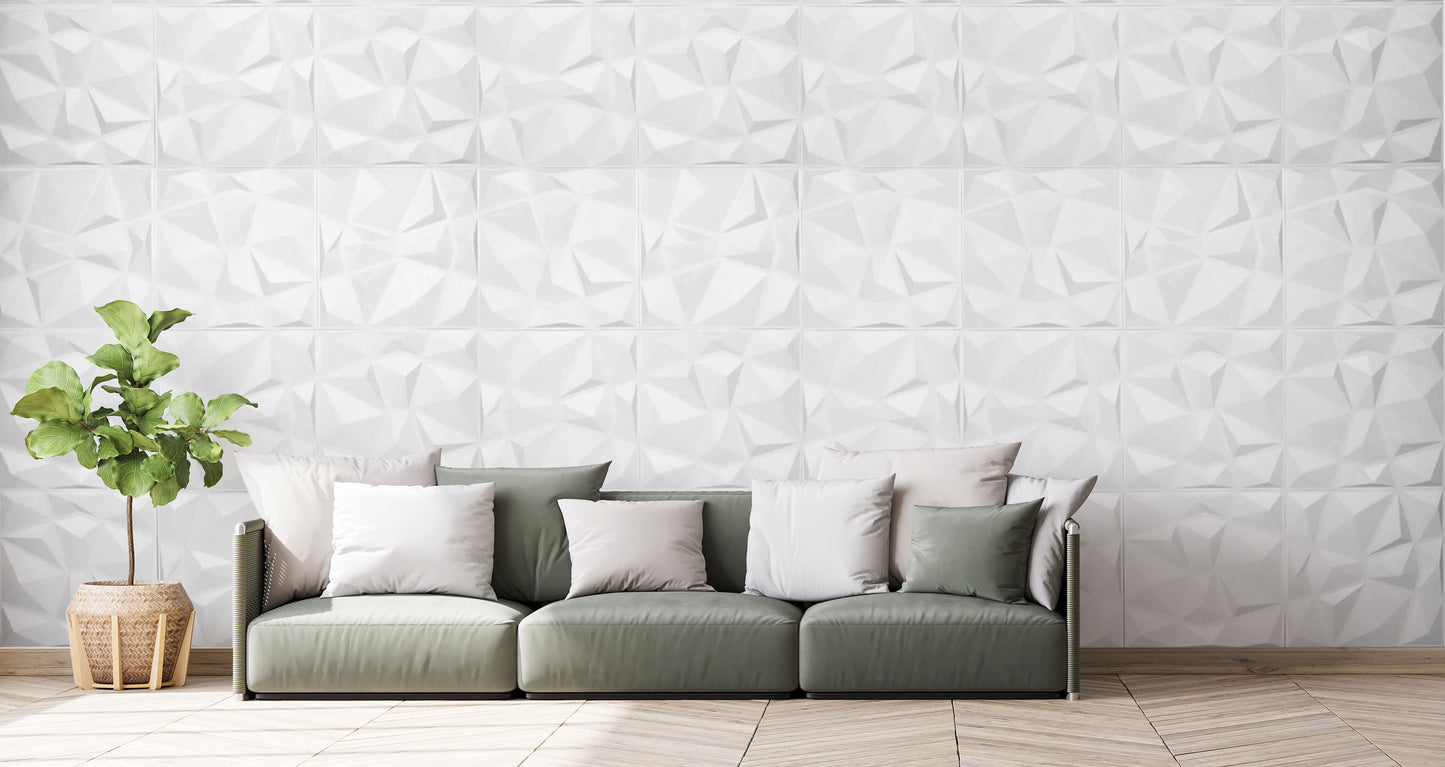 Mosaic 3D Wall Panel 12 Pack - Matte White