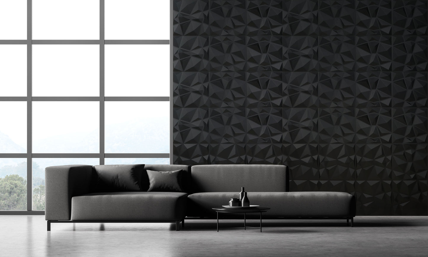 Mosaic 3D Wall Panel 12 Pack - Matte Black