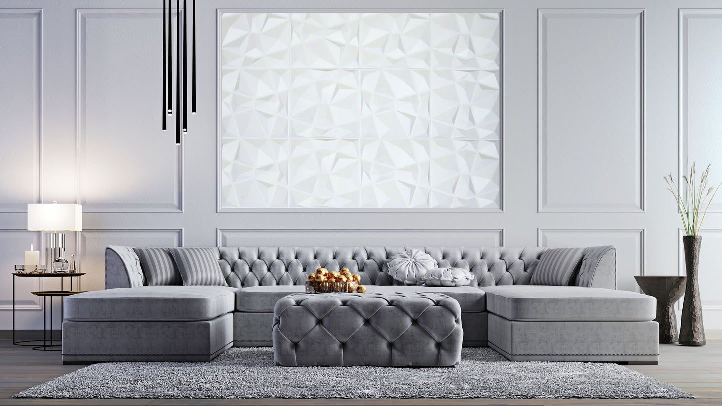 Mosaic 3D Wall Panel 12 Pack - Matte White